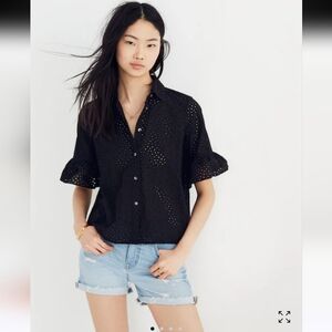 Madewell Eyelet Bell-Sleeve shirt